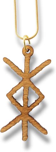 Necklace - Viking Protection Rune - Snake and Cable Link chains - Birch wood in Kuwait