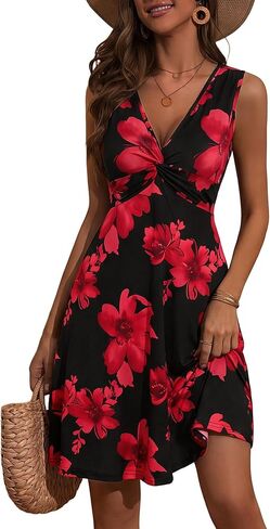 HUHOT Women's Twist Front Summer Mini Petite Sun Dresses with Pockets 2026 in Saudi Arabia