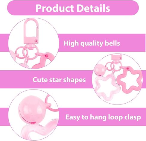 Star Keychain Bulk Acrylic Keychains Clasp with Bell Pendant Candy Colors Glossy Finish Star Keyring (35 Pcs) in Saudi Arabia