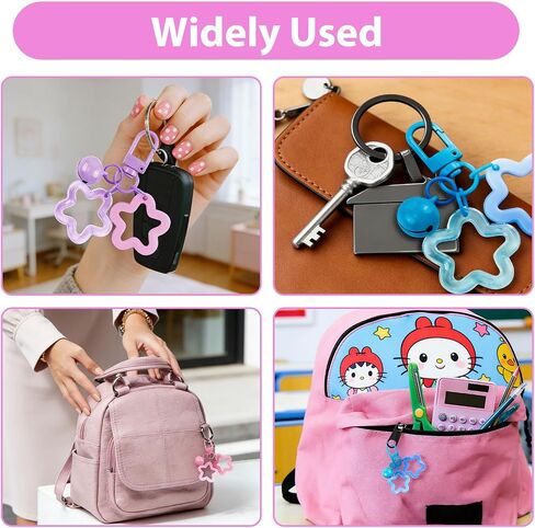 Star Keychain Bulk Acrylic Keychains Clasp with Bell Pendant Candy Colors Glossy Finish Star Keyring (35 Pcs) in Saudi Arabia