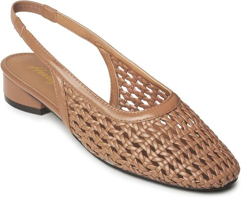 Slingback Flats for Women Closed Square Toe Woven Ballet Flats Chunky Low Heels Womens Flats Comfortable Dressy in Saudi Arabia