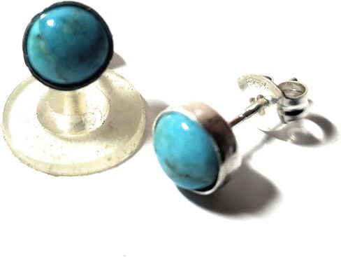 Kingman Turquoise 6 mm Sterling Silver Stud Earrings in Kuwait