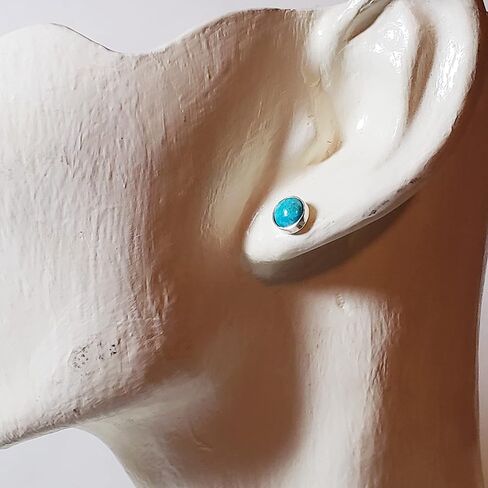 Kingman Turquoise 6 mm Sterling Silver Stud Earrings in Kuwait