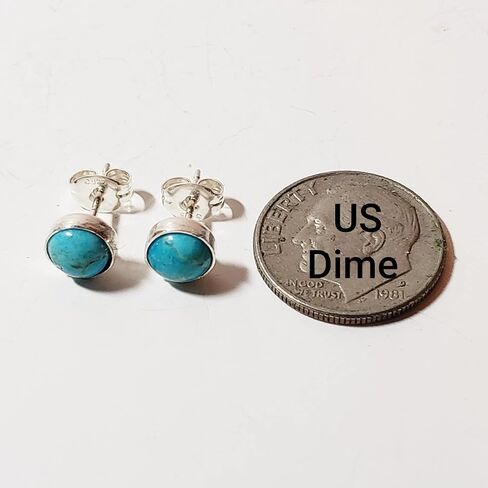 Kingman Turquoise 6 mm Sterling Silver Stud Earrings in Kuwait