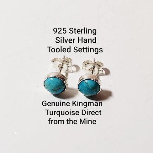 Kingman Turquoise 6 mm Sterling Silver Stud Earrings in Kuwait