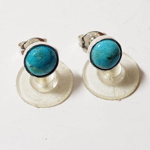 Kingman Turquoise 6 mm Sterling Silver Stud Earrings in Kuwait