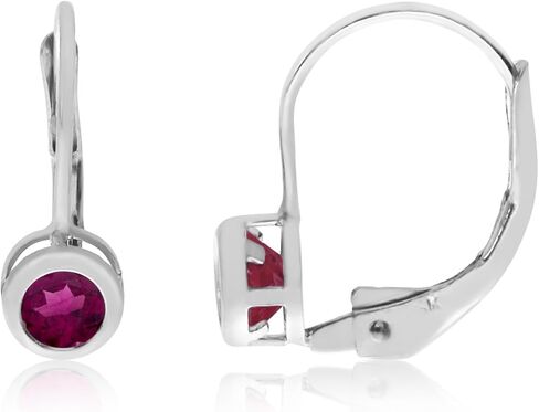 14k White Gold 4mm Ruby Bezel Leverback Earrings in Saudi Arabia