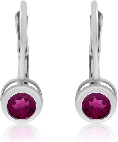 14k White Gold 4mm Ruby Bezel Leverback Earrings in Saudi Arabia
