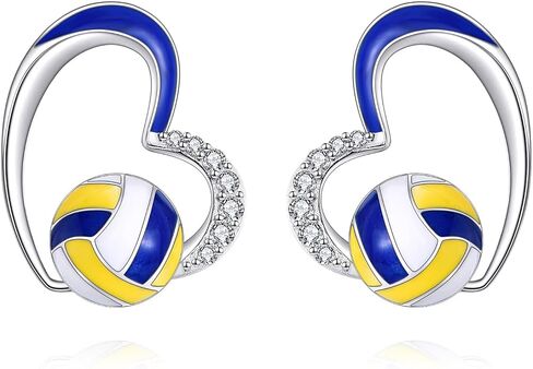 Volleyball/Basketball/Baseball/Soccer Earrings for Mom Women 925 Sterling Silver Sport Stud Earrings for Women Ball Jewelry Gifts for Sport Lover Player in Saudi Arabia