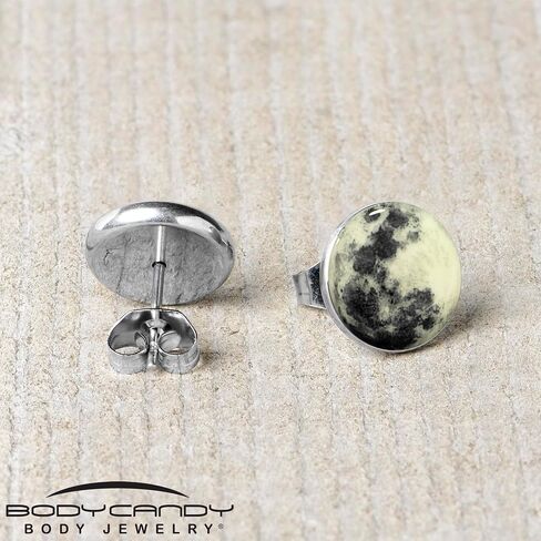 Body Candy Stainless Steel Moon Glow in the Dark Stud Earrings Hypoallergenic in Kuwait