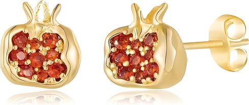 Dreuyet Pomegranate Stud Earrings for Women Crystal Premium Cubic Zirconia Inlay Red Pomegranate Fruit Studs Earring Hypoallergenic Statement Jewelry in Kuwait