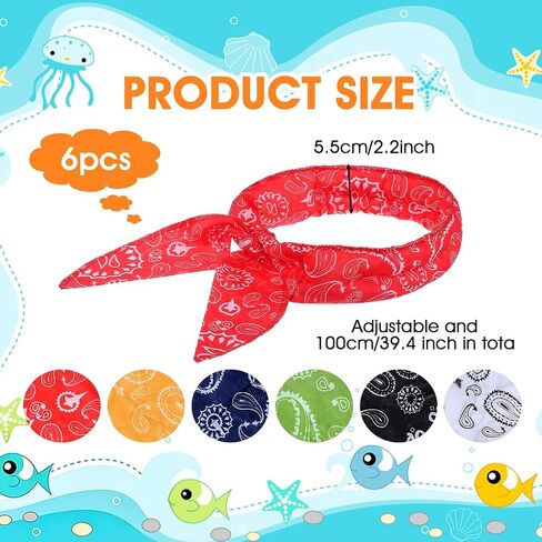 Thinp 6 Pcs Cooling Neck Wraps, Cooling Bandana Cashew Flower Cooler Ice Wrap Ice Bandana for Hot Weather Coolings Scarf for Women Men Summer Running Riding Outdoor Sport (Multicolor) in Kuwait