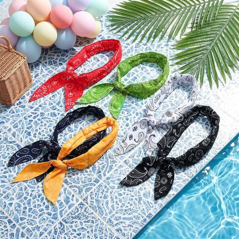 Thinp 6 Pcs Cooling Neck Wraps, Cooling Bandana Cashew Flower Cooler Ice Wrap Ice Bandana for Hot Weather Coolings Scarf for Women Men Summer Running Riding Outdoor Sport (Multicolor) in Kuwait