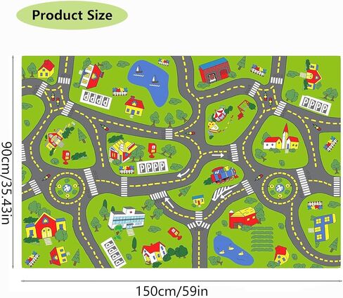 Non-Slip Kids Town Play Rug, Kids Road Playmat Rug for Toy Cars, Large Washable Car Track Mat for Bedroom Playroom Nursery in Saudi Arabia