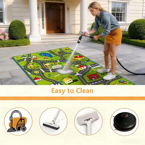 Non-Slip Kids Town Play Rug, Kids Road Playmat Rug for Toy Cars, Large Washable Car Track Mat for Bedroom Playroom Nursery in Saudi Arabia