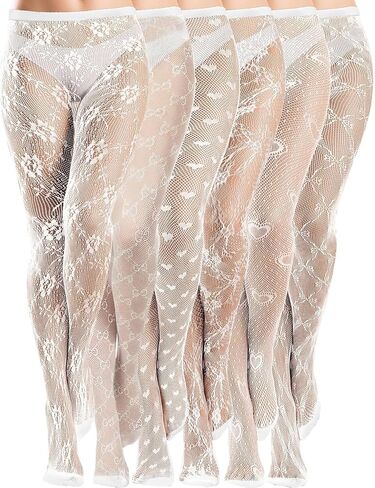 6 Pairs Patterned Tights for Women,Fun Lace Tights,High Elastic Cute Y2k Style Waist Tight with Design for Halloween in Saudi Arabia