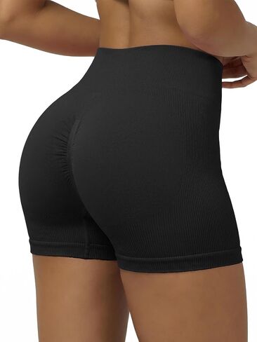 Women Workout Shorts Scrunch Shorts Seamless High Waisted Contour Gym Yoga Biker Shorts in Kuwait