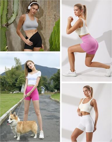 Women Workout Shorts Scrunch Shorts Seamless High Waisted Contour Gym Yoga Biker Shorts in Kuwait