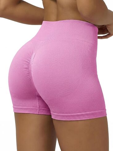 Women Workout Shorts Scrunch Shorts Seamless High Waisted Contour Gym Yoga Biker Shorts in Kuwait