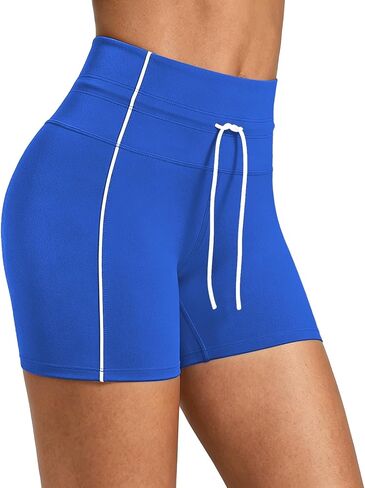 Hragc Women's Drawstring Biker Shorts High-Waist Tummy Control Legging Workout Shorts for Women Fitness Yoga Running in Saudi Arabia