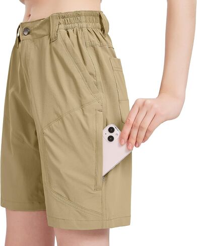 Womens Hiking Cargo Shorts Quick Dry Camping Travel Golf Zipper Pockets Safari Shorts in Saudi Arabia