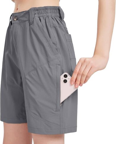 Womens Hiking Cargo Shorts Quick Dry Camping Travel Golf Zipper Pockets Safari Shorts in Saudi Arabia
