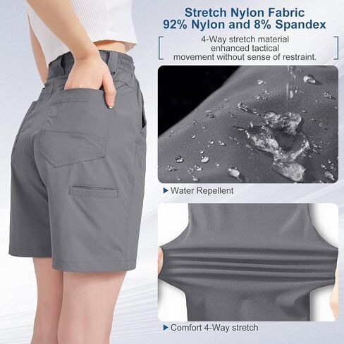 Womens Hiking Cargo Shorts Quick Dry Camping Travel Golf Zipper Pockets Safari Shorts in Saudi Arabia