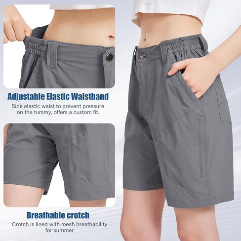 Womens Hiking Cargo Shorts Quick Dry Camping Travel Golf Zipper Pockets Safari Shorts in Saudi Arabia