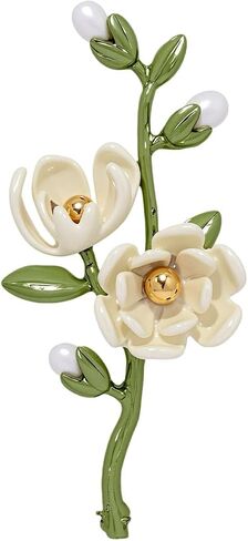 White Magnolia Flower Brooch for Women Vintage Floral Lapel Pin Wedding Bridal Party Jewelry in Saudi Arabia