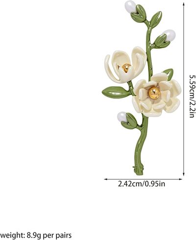 White Magnolia Flower Brooch for Women Vintage Floral Lapel Pin Wedding Bridal Party Jewelry in Saudi Arabia