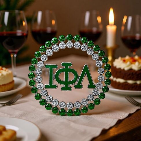 Community Society Gifts for Women Incorporated Green and White Letters Iota Phi Sorority Brooch Pin Jewelry in Saudi Arabia