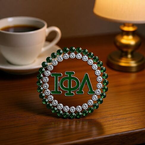 Community Society Gifts for Women Incorporated Green and White Letters Iota Phi Sorority Brooch Pin Jewelry in Saudi Arabia