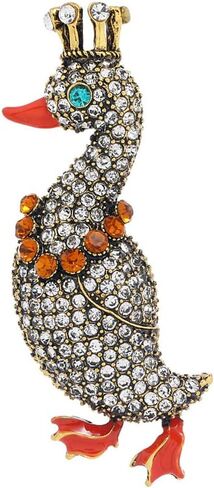 Rhinestone Duck Animal Brooch Pin for Women Gold Plated Fashion Crystal Queen King Goose Pendant Brooches Lapel Pins Dainty Dress Accessories Cute Graduation Honors Easter Jewelry Gift in Kuwait