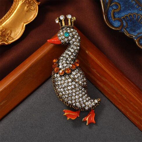 Rhinestone Duck Animal Brooch Pin for Women Gold Plated Fashion Crystal Queen King Goose Pendant Brooches Lapel Pins Dainty Dress Accessories Cute Graduation Honors Easter Jewelry Gift in Kuwait