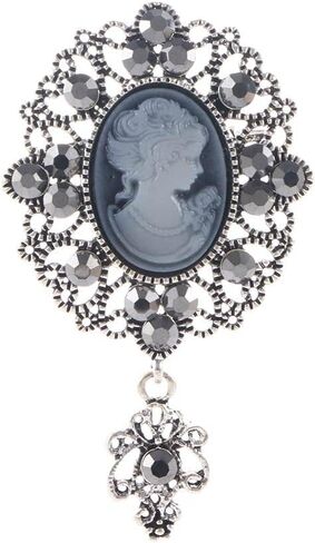 Cameo Brooch Crystal Victorian Stone Vintage Antique Jewellery Gift Women Pendant in Kuwait