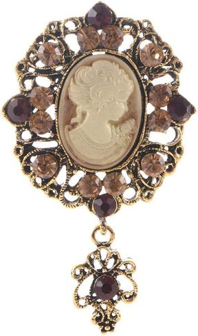 Cameo Brooch Crystal Victorian Stone Vintage Antique Jewellery Gift Women Pendant in Kuwait