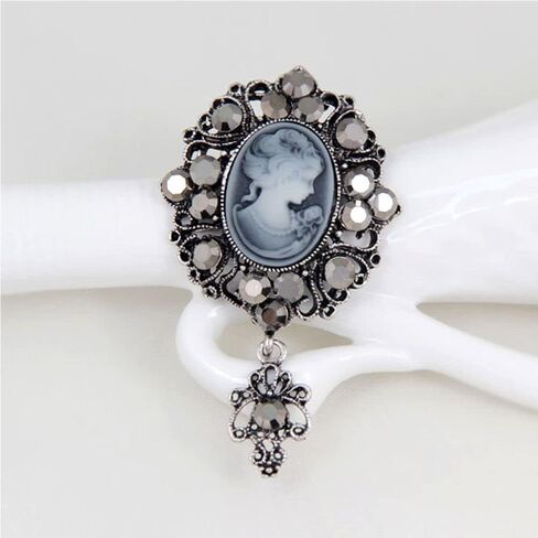 Cameo Brooch Crystal Victorian Stone Vintage Antique Jewellery Gift Women Pendant in Kuwait