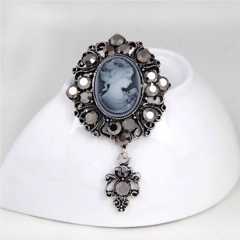 Cameo Brooch Crystal Victorian Stone Vintage Antique Jewellery Gift Women Pendant in Kuwait