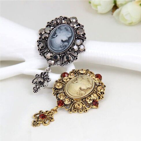 Cameo Brooch Crystal Victorian Stone Vintage Antique Jewellery Gift Women Pendant in Kuwait