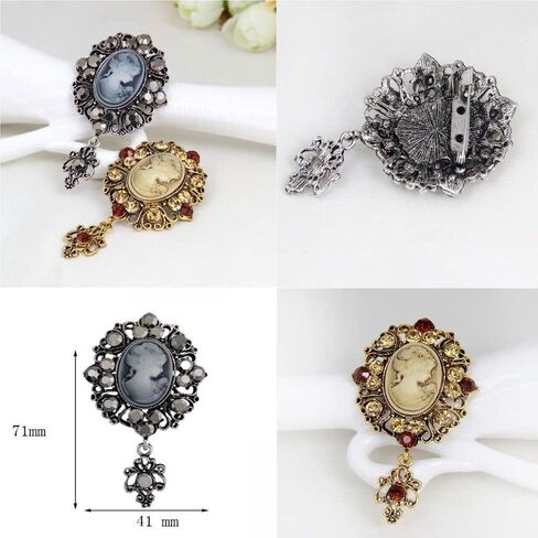 Cameo Brooch Crystal Victorian Stone Vintage Antique Jewellery Gift Women Pendant in Kuwait