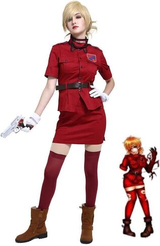 Anime Hellsing Seras Victoria Cosplay Costume Red Suit Gloves Socks Skirt Halloween Party Uniform Set in Saudi Arabia