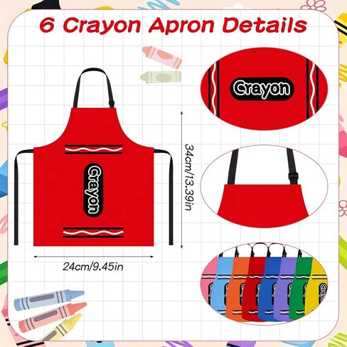 24Pcs Crayon Costume Set for Groups - 8 Colors Crayon Aprons, Hats & Star Glasses - Fun Outfits for Teachers, School Spirit Week and Family Halloween in Saudi Arabia