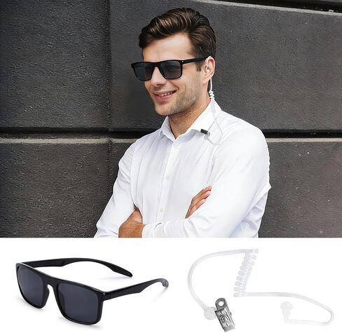 5PCS Secret Agent Costume Accessories, Detective Badge Costume Secret Agent Accessories Includes Sunglasses Zip Tie Secret Agent Lanyards Pass Card Agent Earpiece and Earbud for Cosplay Accessories in Saudi Arabia