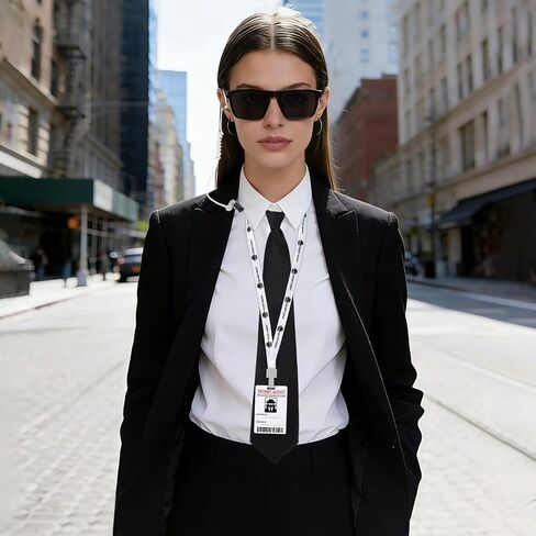 5PCS Secret Agent Costume Accessories, Detective Badge Costume Secret Agent Accessories Includes Sunglasses Zip Tie Secret Agent Lanyards Pass Card Agent Earpiece and Earbud for Cosplay Accessories in Saudi Arabia