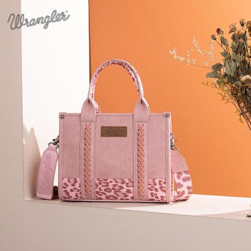 Montana West X Wrangler Pink Leopard Print Tote Handbag and Wallet Set for Women in Kuwait