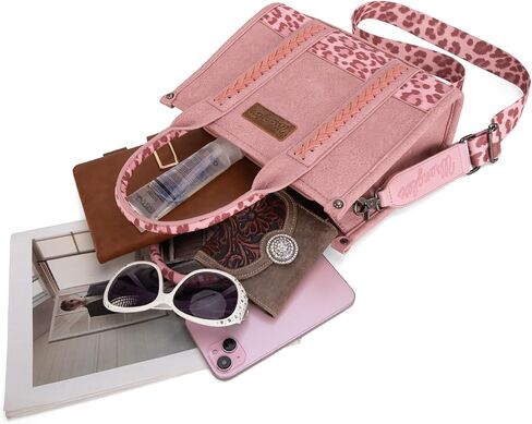 Montana West X Wrangler Pink Leopard Print Tote Handbag and Wallet Set for Women in Kuwait