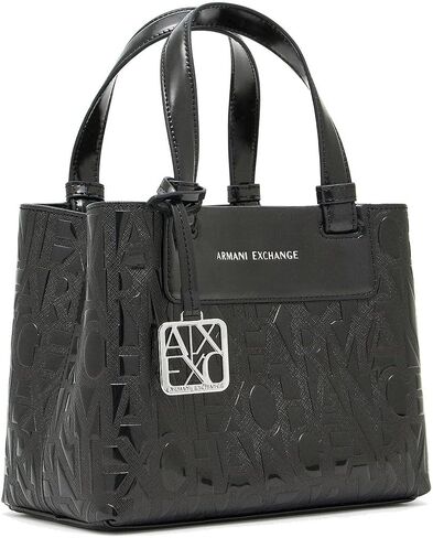 حقيبة يد صغيرة Liz للنساء من Armani Exchange، سوداء لامعة حاصلة على براءة اختراع، مقاس واحد in Kuwait