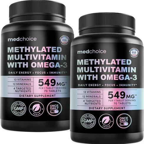 Complete 29-in-1 Methylated Multivitamin for Men & Women with Omega-3, Once Daily, 13 Vitamins, 12 Minerals, 4 Targeted Nutrients, Active B12, 5-MTHF Folate, P5P B6, Vegan, 70 Servings (1-Pack) in Saudi Arabia