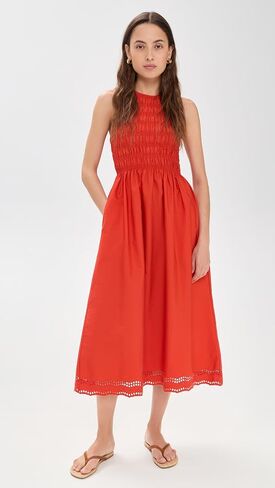 فستان Madewell النسائي المطرز Melody Smocked متوسط ​​الطول in Kuwait