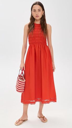 فستان Madewell النسائي المطرز Melody Smocked متوسط ​​الطول in Kuwait